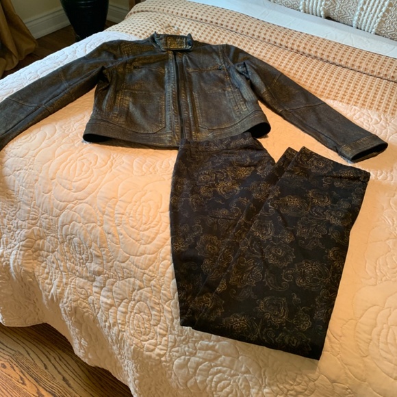 Ralph Lauren Biker Style Cotton Blend Jacket Black/Gold Size L - Picture 9 of 13